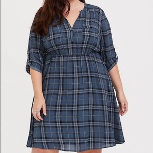 HARPER - BLUE PLAID GEORGETTE SHIRTDRESS